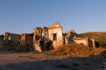Remains of an old building after a strong earthquakeの写真素材