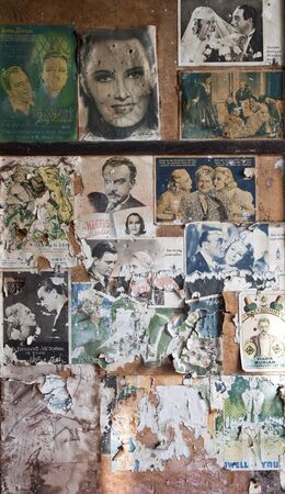 Grunge Background with Old vintage Torn Posters のeditorial素材