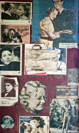 Grunge Background with Old vintage Torn Postersのeditorial素材
