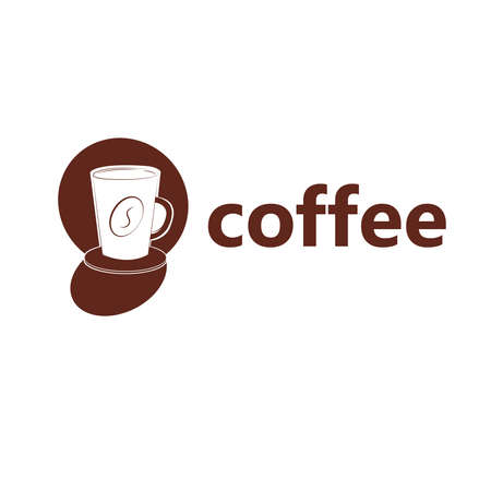 Coffee cup in a brown round shape background illustration, concept of a coffee shop business.のイラスト素材