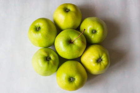 Fresh green applesの写真素材