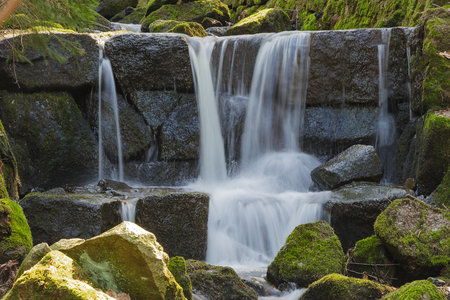 Cascade mountain stream Nova Ves Czech Republicの写真素材