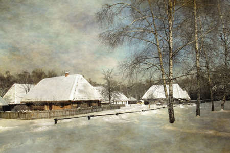 Houses taken in Poland during the winterの写真素材