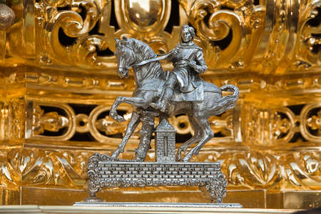 Metal piece located in the front of the floats with the hammering the foreman ordered lift the throne in holy week, Spainのeditorial素材