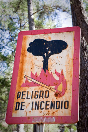 Fire Hazard Warning sign, Spainの写真素材