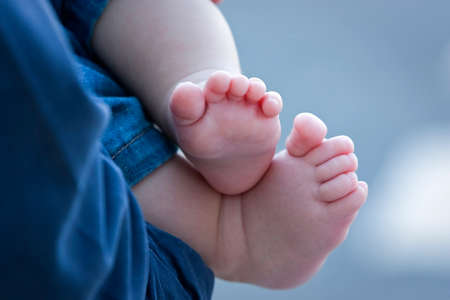 close up of baby feetの写真素材