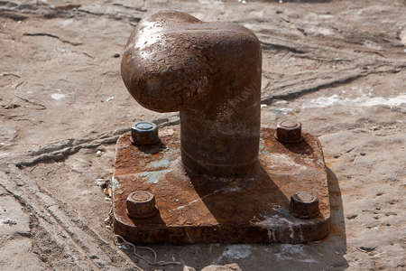 Bollard oxidized in a fishing port, Spainの写真素材