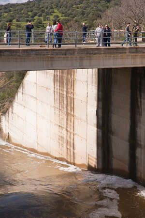 Spillway in the reservoir of San Rafael de Navallana, near Cordoba, Andalusia, Spainのeditorial素材