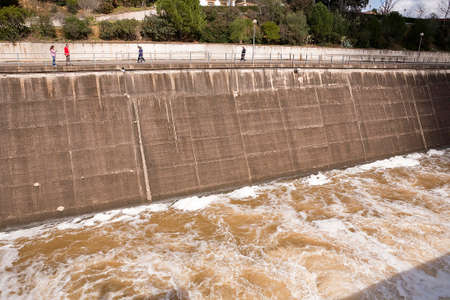 Spillway in the reservoir of San Rafael de Navallana, near Cordoba, Andalusia, Spainの写真素材