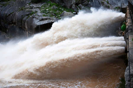 Flow rate of expulsion of water from the reservoir of Jandula near Andujar, Sierra Morena, Spain