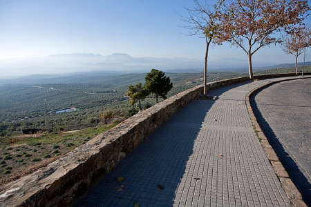 Look out of Ubeda at sunset, city heritage of the humanity, Antonio Mu–oz Molina walk, Ubeda,...