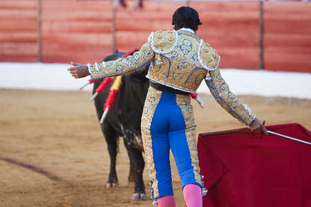 The Spanish Bullfighter Francisco Rivera bullfighting with the crutch in the Bullring of the Villanueva del arzobispo, Jaen province, Spain, 9 september 2011のeditorial素材