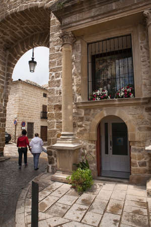 Gate of Ubeda or called Puerta de Ubeda, destroyed by order of Isabella the Catholic in 1476, it was rebuilt soon after, fortified entrance of the walled enclosure of Baeza, Jaen province, Andalucia, Spainのeditorial素材