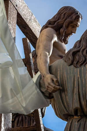 Brotherhood of the Holy Christ of the descent, work of the Spanish sculptor Victor de los Rios, Linares, Jaen province, Andalusia, Spainの写真素材