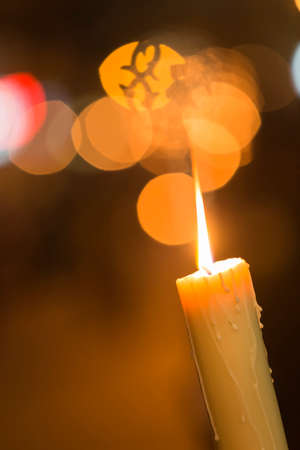 Candle light with light bokeh の写真素材