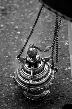 Censer of silver or alpaca to burn incense in the holy week, Spainの写真素材