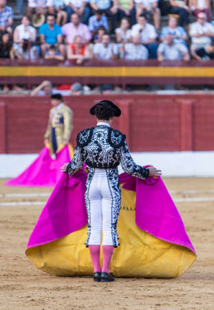 Spanish Bullfighter with the Cape in the Sabiote bullring, Sabiote, Jaen pronvince, Spainのeditorial素材