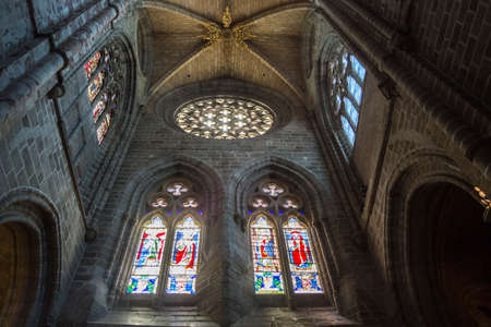 Avila, SPAIN - 10 august 2015: Inside view of the Cathedral in Avila, a Romanesque and Gothic church in the South of Old Castile in Spain, considered by its age 12th century as one of the first two Gothic cathedrals in Spainのeditorial素材