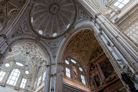 CORDOBA, SPAIN - September 27, 2015: Interior of Mosque-Cathedral, medieval Islamic mosque That was converted into a Catholic cathedral Christian,  Cordoba, Spainのeditorial素材