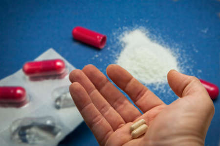 solution to the illness to take capsule, concept