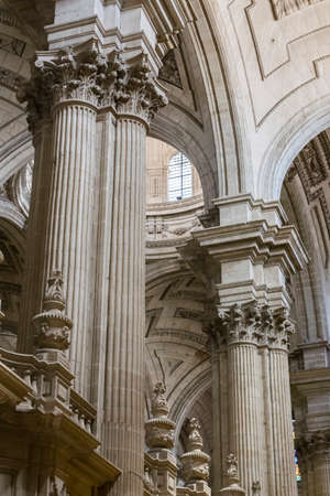 Jaen - Spain, may 2016, 2: Inside view of the Cathedral in Jaen, central dome of cruise, work of the architect Juan de Aranda and Salazar, it has a circumference adorned with twelve meters and a half of diameter in the drum and fifty meters high, take in のeditorial素材