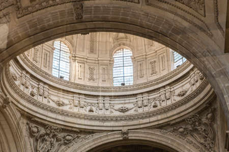 Jaen - Spain, may 2016, 2: Inside view of the Cathedral in Jaen, central dome of cruise, work of the architect Juan de Aranda and Salazar, it has a circumference adorned with twelve meters and a half of diameter in the drum and fifty meters high, take in のeditorial素材
