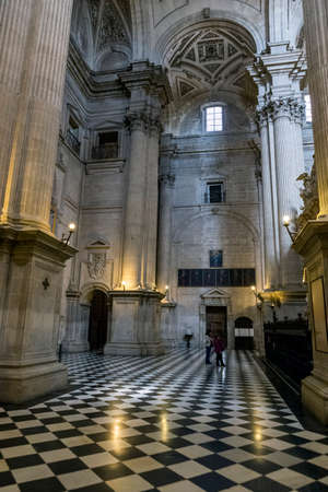Jaen, Spain - may 2016, 2: The choir is one of the largest in Spain since it consists of 148 seats, was completed in the 18th century, the stalls are of Walnut wood, under the choir are buried numerous bishops, whose tombs are marked by marble tombstones のeditorial素材