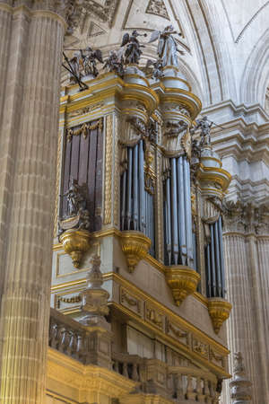 Jaen, Spain - may 2016, 2: The choir is one of the largest in Spain since it consists of 148 seats, was completed in the 18th century, the stalls are of Walnut wood, under the choir are buried numerous bishops, whose tombs are marked by marble tombstones のeditorial素材