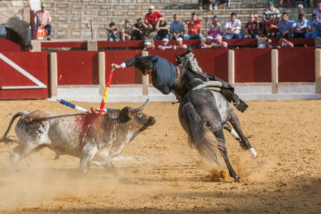 Ubeda, SPAIN - September 29, 2011: Alvaro Montes, bullfighter on horseback spanish, Ubeda, Jaen, Spainのeditorial素材