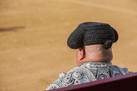 Ubeda, Spain - October 2, 2010: Detail of Pigtail, in the XIX century the bullfighters were left to grow a ponytail that braided in a bun called moÃ±a, vague recollection of the times of the wigs of the XVIII century, in the Bullring of Ubeda, Spainのeditorial素材