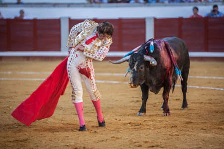 Pozoblanco, Spain - September 24, 2010: The Spanish Bullfighter Juan Jose Padilla bullfighting with the crutch in the Bullring of Pozoblanco, Spainのeditorial素材