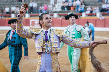 Andujar, SPAIN - September 10, 2011: The Spanish Bullfighter David Valiente to the turning of honour...