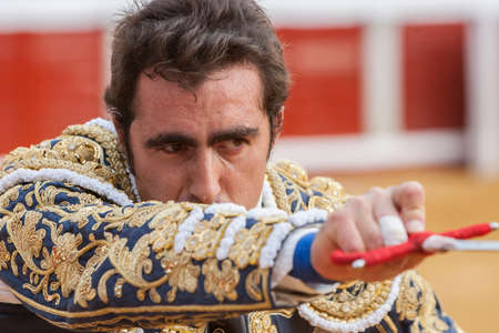 Pozoblanco, Spain - September 23, 2010: The Spanish Bullfighter David Fandila El Fandi preparing to...