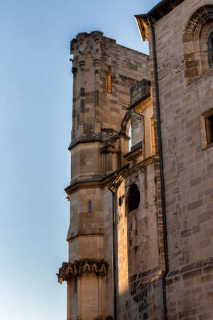 Detail of facade of the Cuenca's Cathedral, The cathedral is dedicated to St Julian, gothic english-norman style, XII centuryのeditorial素材