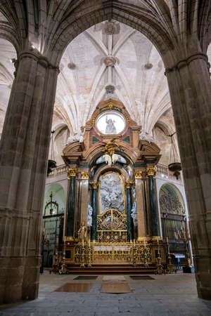CUENCA, SPAIN - August 24, 2016: Inside the Cathedral of Cuenca, Chapel New of San Julian or the transparent, is situated in the heart of the Ambulatory in the trasaltar mayor, was carried out in unison as the High Altar, between 1,753 and 1,760, design oのeditorial素材