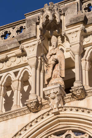 Detail of facade of the Cuenca's Cathedral, The cathedral is dedicated to St Julian, gothic english-norman style, XII centuryのeditorial素材