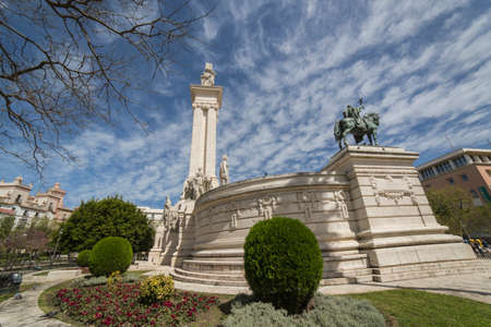 Cadiz Spain- April 1: Monument to the Constitution of 1812, panoramic view, Cadiz, Andalusia, Spainのeditorial素材