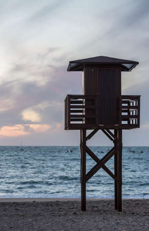 View of the beach lifeguard towerの写真素材