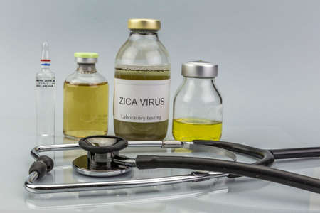 Tests for Research of ZIKA test on white backgroundの写真素材