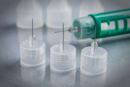 Disposable needles of insulin, concept of sanitary equipment