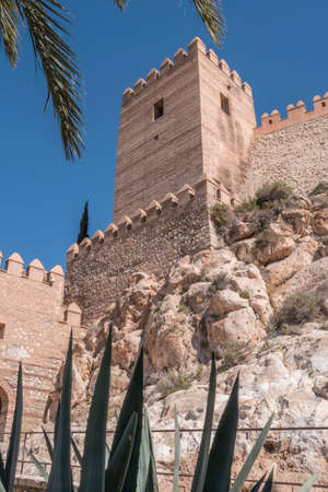 Medieval moorish fortress Alcazaba in Almeria, Eastern tip is the bastion of the outgoing, Andalusia, Spainの写真素材