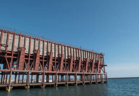 Almeria, SPAIN - May 19: Loading platform of mineral placed in Almeria (Spain) of the society «The Alquife Mines and Railway Company Limited», Eclectic style, it was built by Gustave Eiffel school in 1908,  placed in Almeria, Andalusia, Spainの写真素材