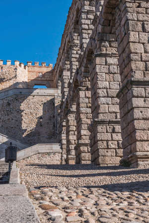 Partial view of the Roman aqueduct located in the city of Segovia, Unesco World Heritage Site, Spainの写真素材
