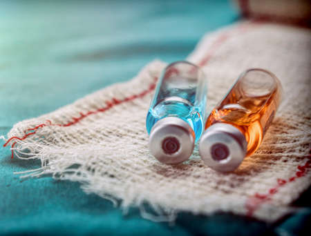 Several Vials On A Bandage, To Be Injectedの写真素材