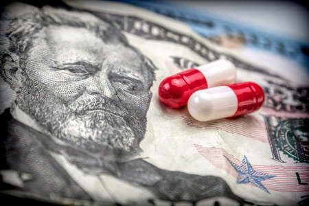 Capsules Up Ticket Dollar, Concept Of Health Copayの写真素材
