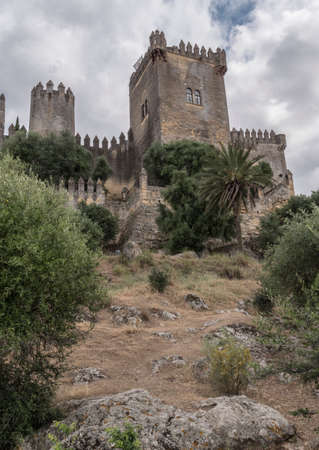 Almodovar del Rio, Cordoba, Spain - June 9, 2018: It is a fortitude of Moslem origin, it was a Roman fort and the current building has definitely origin Berber, of the year 760, Between the year 1901 and 1936 was restored by its owner, Rafael Desmaissiereのeditorial素材