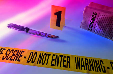 Knife at the scene of a crime, conceptual image, composition horizontal