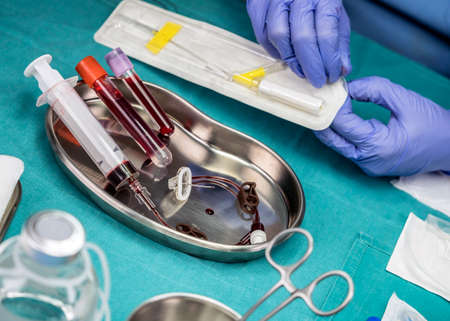 Nurse prepares Venous catheters of Long Duration in a hospital, Accessing Indwelling Central Venous...