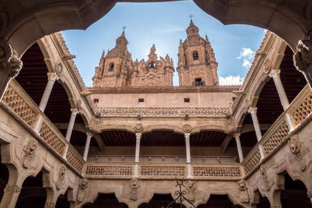 Salamanca, EspaÃ±a: August 18, 2019: The University of Salamanca was founded in 1134. It is the oldest founded university in Spain and the third oldest university in the world, take in Salamanca, august 18, 2019のeditorial素材