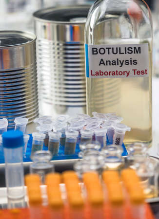 sample of tin cans, botulism infection in sick people, conceptual image